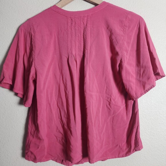Velvet By Graham & Spencer Blouse Womens Small Pink V Neck Short Sleeve Top - Picture 4 of 6